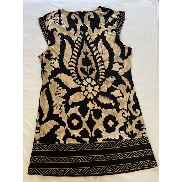Alfani Womens Sleeveless Tunic Black & Beige Abstract Print Dress  Size L Polyes - Picture 3 of 3